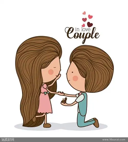 可爱求婚卡通形象矢量素材