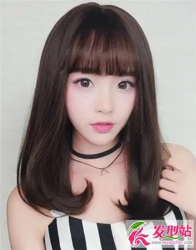 中长发梨花头内扣亚麻色梨花头大全