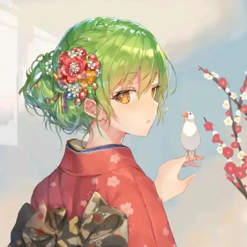 女生头像 动漫 樱花 春天 唯美 插画 侧脸