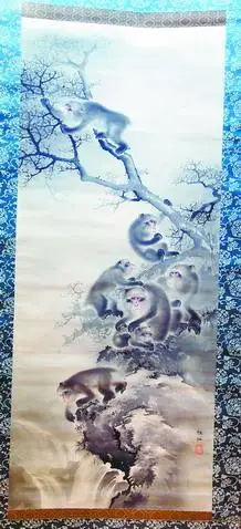 日本画《猿猴嬉戏图》.
