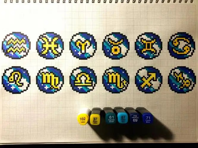 像素画  #网格像素画  #像素画临摹  #十二星座被迫在宿舍摸鱼.