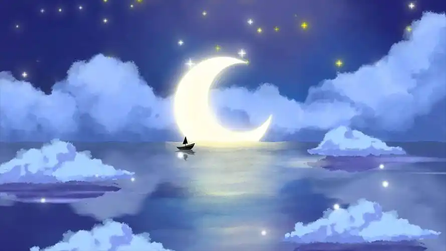 唯美月亮星星背景视频月亮背景4k4k卡通夜晚天空星星晚安背景视频卡通