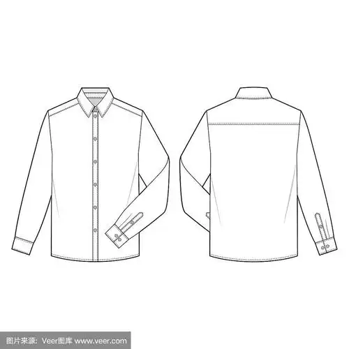 长袖t恤时尚平面草图模板