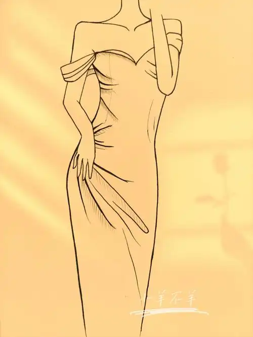 美女黑白简笔画绘画教程26