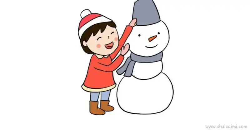 冬至堆雪人儿童画怎么画 冬至堆雪人简笔画步骤