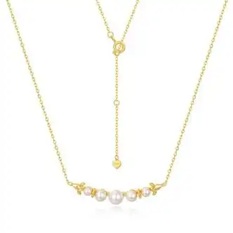 苏觅s925银项链女新款日韩甜美风俏皮贝壳珠吊坠锁骨链s925贝珠项链