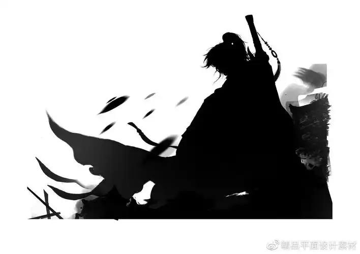 36款古风黑白水墨国风武侠仙侠侠客游戏形象剪影psd透明免抠设计模板