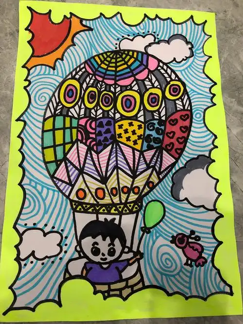 其它 【星河抗疫情,居家畅玩乐】——热气球 写美篇先用勾线笔画出