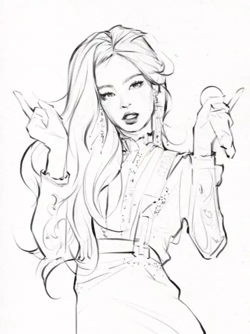 jennie世界巡演总是美出新高度正好好久没练习速写了用妮练习一下本人