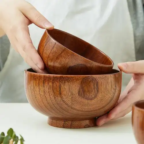 木碗日式家用复古实木餐具甜品小碗小巧简约碗
