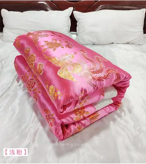 杭州软绸被套棉被里老式包边结婚复古丝绸被罩软缎绸缎面单个红色婚庆