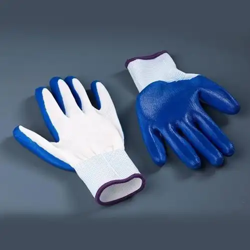 手套劳保耐磨一次性橡胶丁腈手套女工业作业手套黑色耐磨丁青6双装