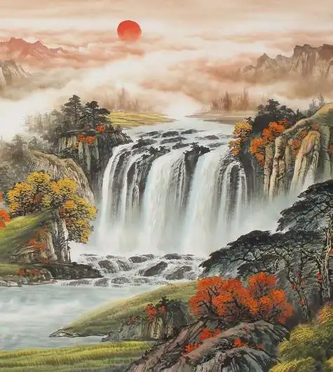 招财山水画图片手机山水画图片大全招财