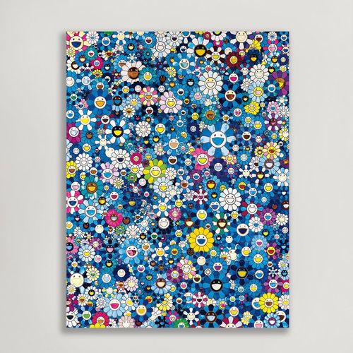 村上隆 太阳花 做旧复古装饰画无框画版画居家卧室客厅咖啡店包邮