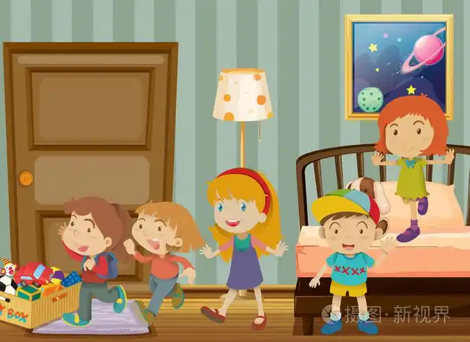 孩子们在卧室里玩