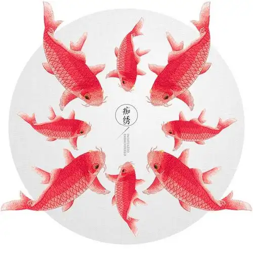 刺绣红鲤鱼柔软布贴衣服补丁贴旗袍服装设计手工diy装饰辅料手缝