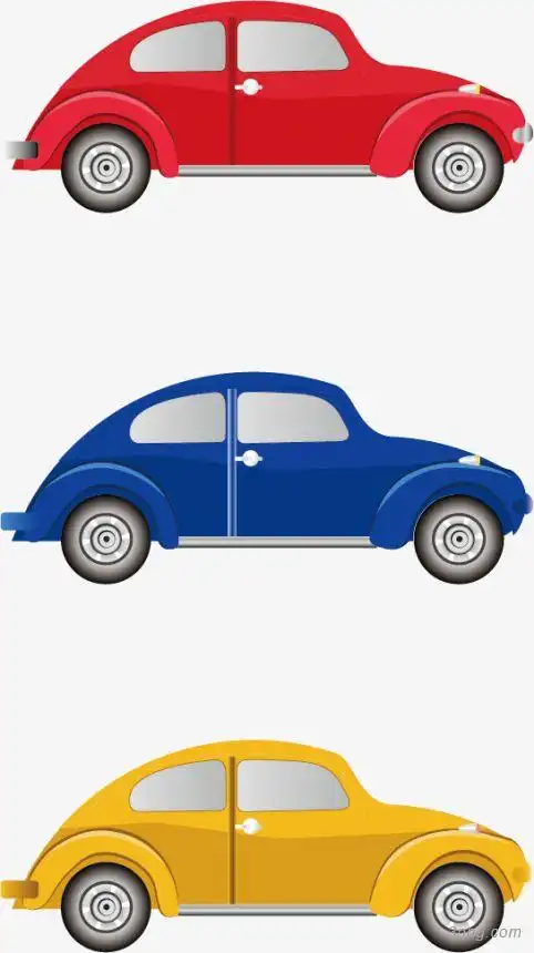 三辆卡通汽车png素材透明免抠图片卡通手绘