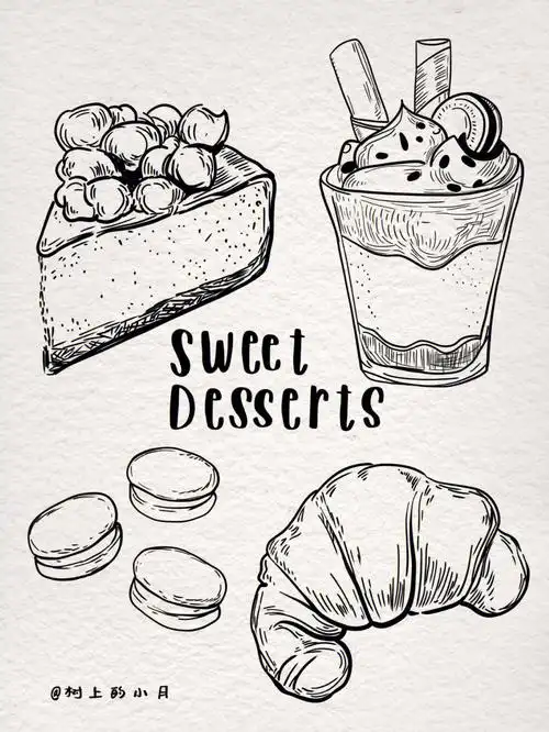 6100简笔画下午茶时光控笔练习