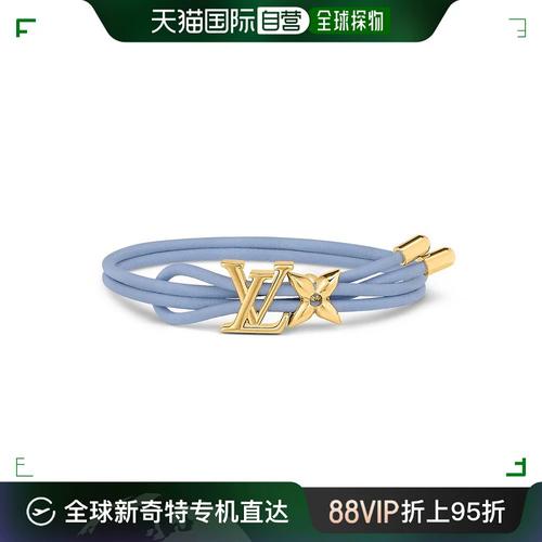 欧洲直邮lv 路易威登 23新款bloom女士抛光金属开合蓝色皮革手镯
