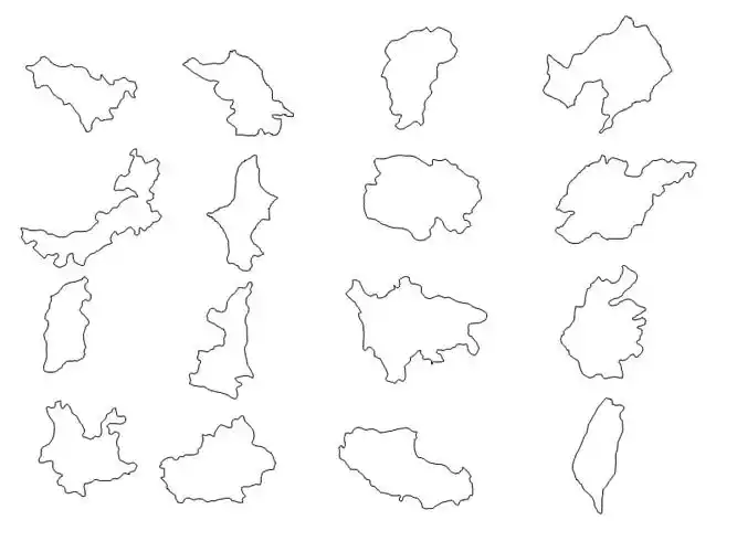 中国各省地图形状无字ppt课件