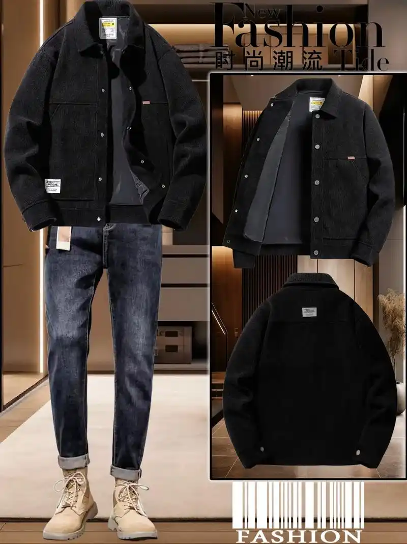 森马男士休闲外套.森马纯色翻领绒棉夹克!这款夹克以休闲为主, - 抖音