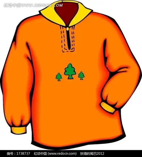 橙色调绿树图案外衣设计