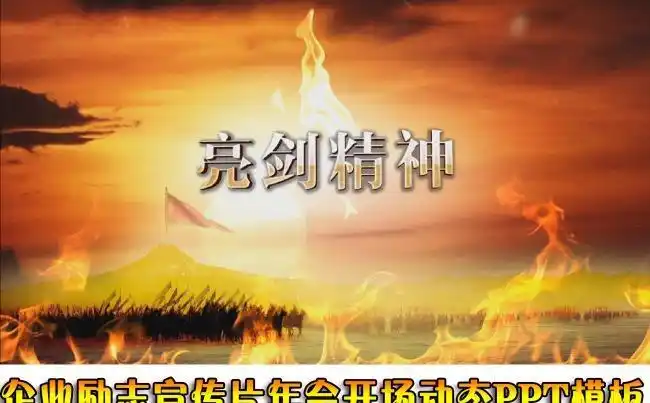 企业亮剑精神励志宣传片年会动态ppt模版