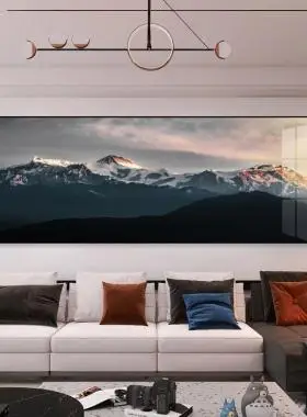 日照金山大气沙发背景墙客厅装饰画