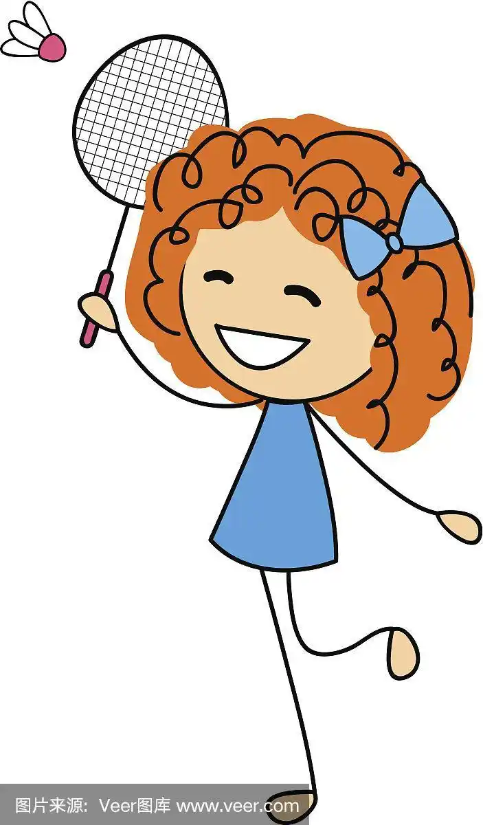 可爱的,女孩,羽毛球,人,一个人