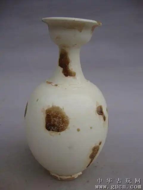 宋定窑.带有泪痕.竹丝刷痕纹.敞口瓶古董古玩古瓷器