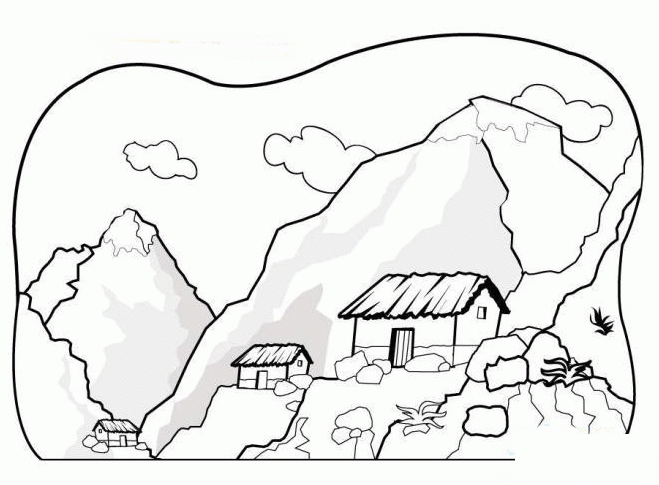 荒凉的黄土高坡简笔画荒凉的黄土高坡幼儿风景简笔画大全 山水简笔画