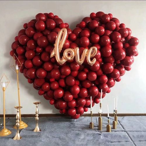 尾巴气球婚庆针尾气球爱心编制造型生日布置马卡龙6寸10寸石榴红尾巴