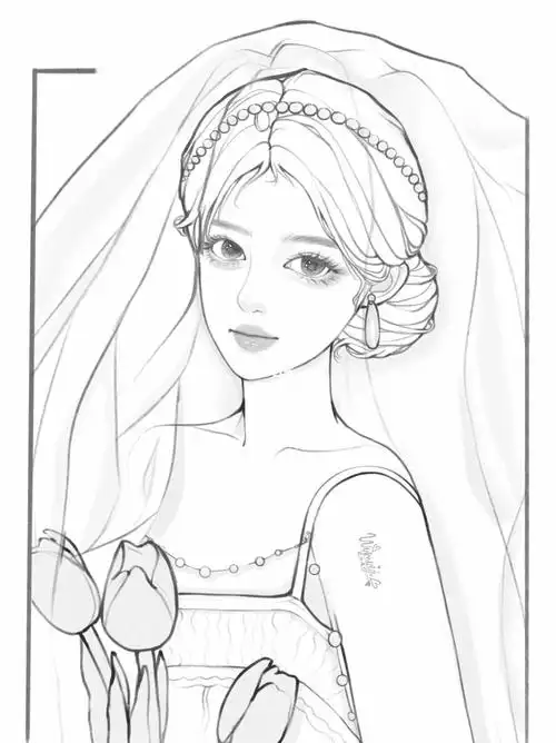 画画  #procreate  #ipad画画  #线稿  #婚纱  #头像分享  #女生线稿