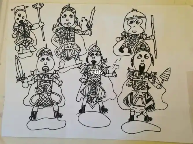 今天去寺庙看到了四大天王,才才晚上回到家画了这副画.