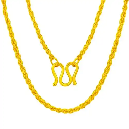 仿真黄金项链女麻花锁骨链简约圆珠沙金项链叠戴o字链镀24k金项链