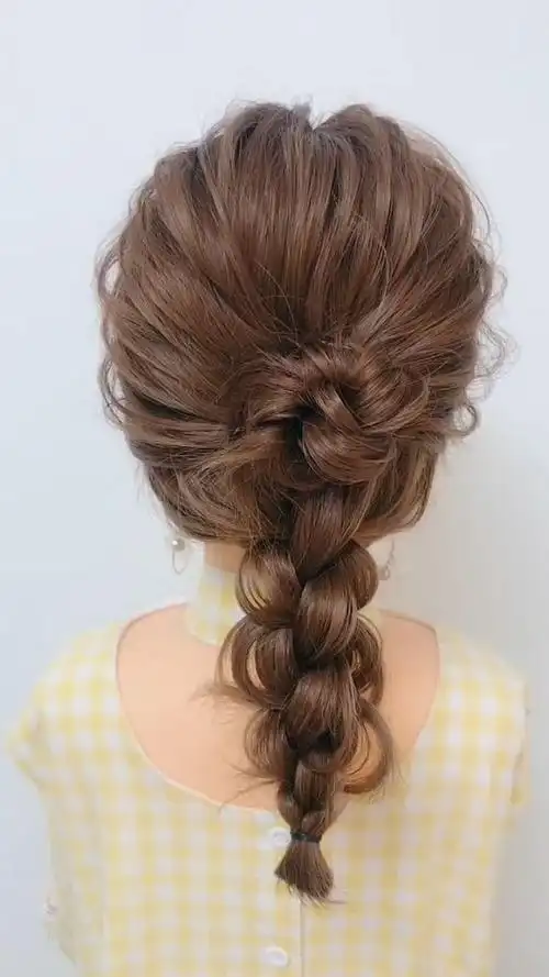 超漂亮中长发编发.