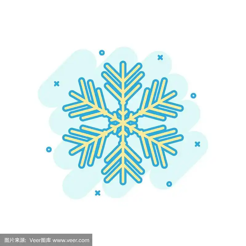雪花冬天矢量卡通插图象形图.圣诞雪花饰品经营理念喷溅效果.