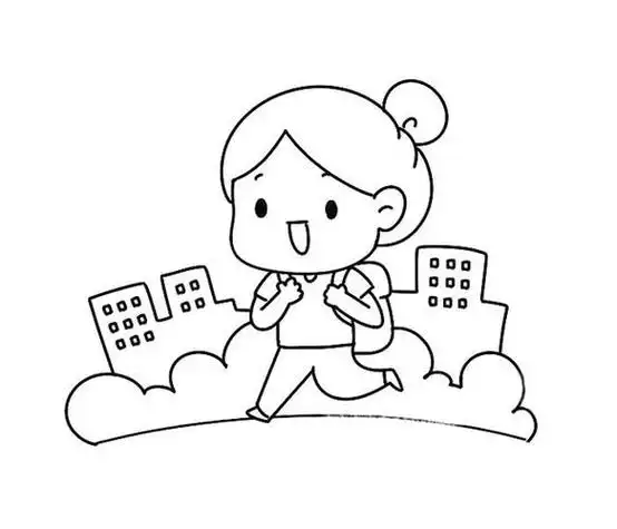 开开心心去上学的小女生简笔画怎么画步骤教程