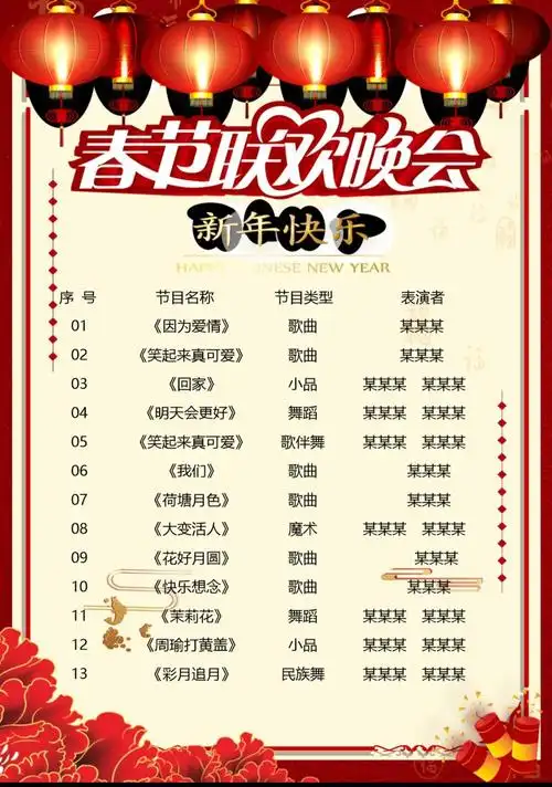 春节联欢晚会节目单