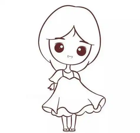 穿短裙的女孩简笔画