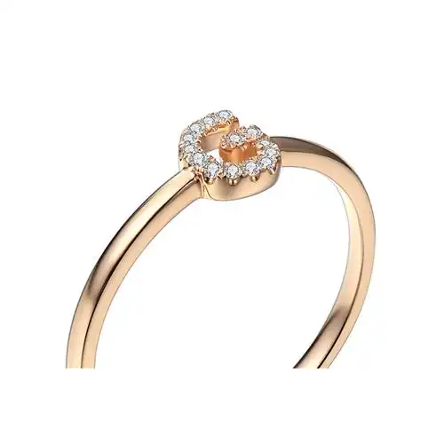 leysen1855莱绅通灵珠宝钻戒 钻石戒指 时尚单戒 字母g女戒 18k玫瑰金