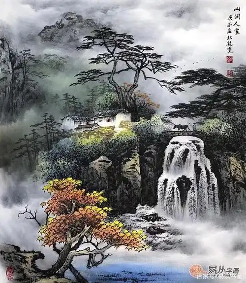 龙宽彩墨山水画 现实世界中的人间仙境