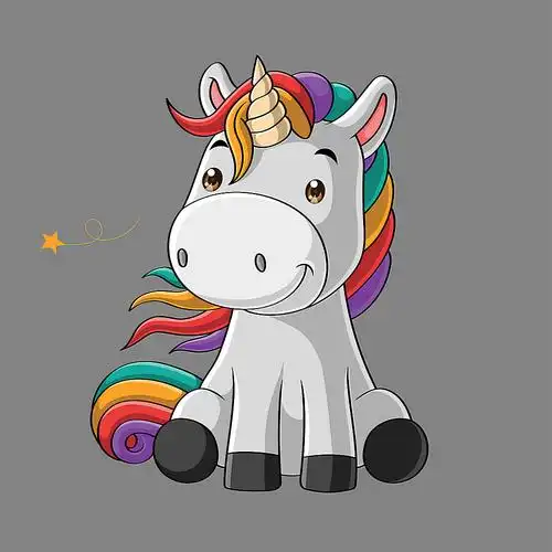 可爱小动物白色小独角兽卡通动物卡通图片