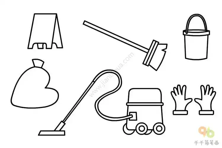 清洁工具简笔画图片