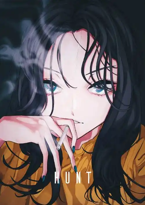 huntしぐた的吸香烟的人物插画图片